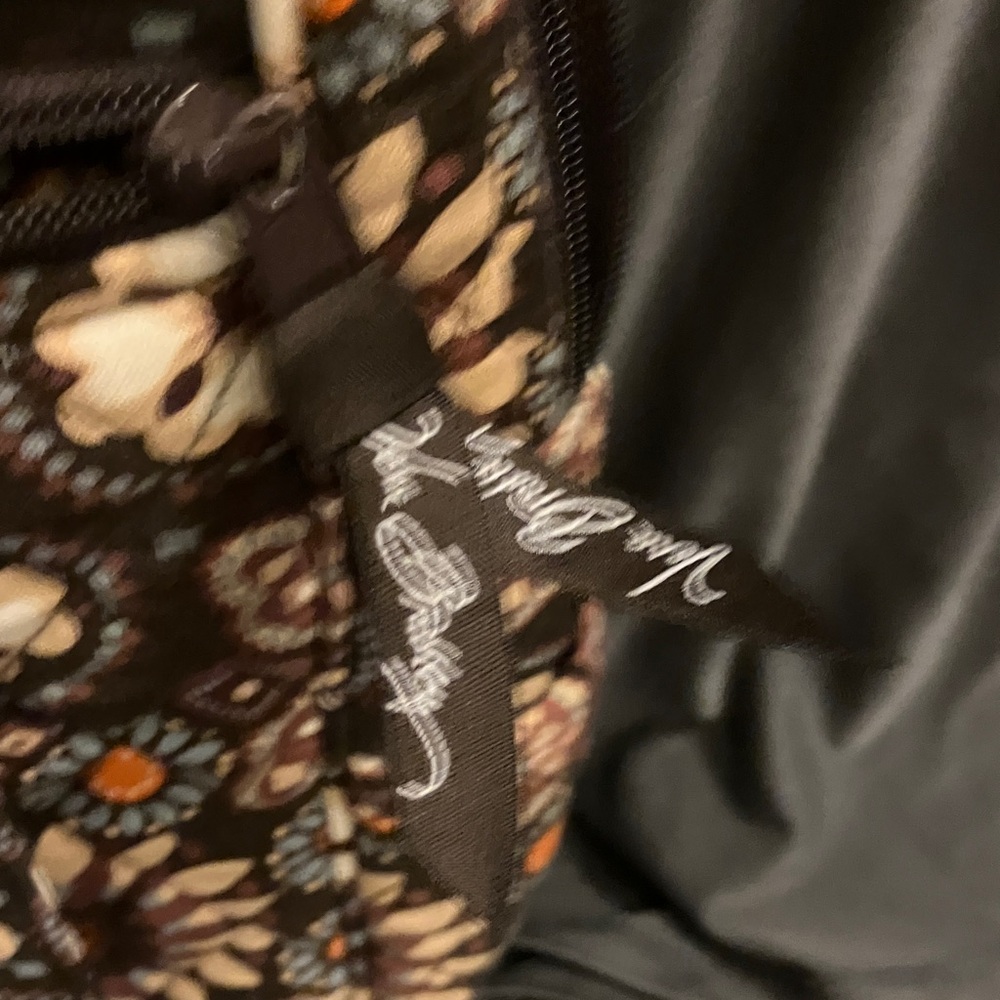 Vera Bradley Brown Floral Quilted Backpack with Orange and Cream Accents - Picture 4 of 8